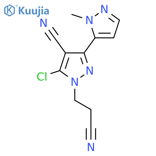 5-chloro-1-(2-cyanoethyl)-3-(1-methyl-1H-pyrazol-5-yl)-1H-pyrazole-4-carbonitrile structure