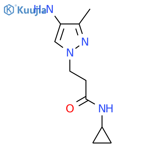 3-(4-amino-3-methyl-1H-pyrazol-1-yl)-N-cyclopropylpropanamide structure