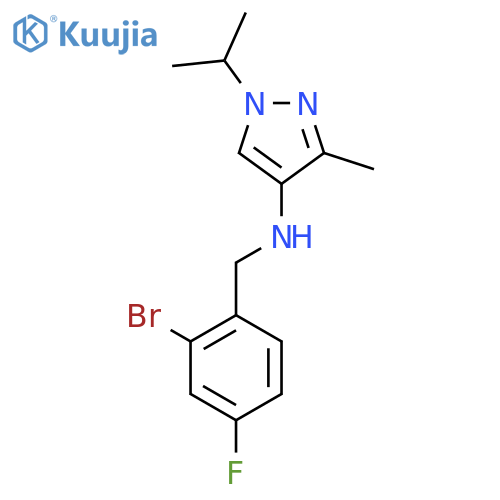 N-(2-bromo-4-fluorophenyl)methyl-3-methyl-1-(propan-2-yl)-1H-pyrazol-4-amine structure