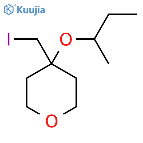 4-(butan-2-yloxy)-4-(iodomethyl)oxane structure