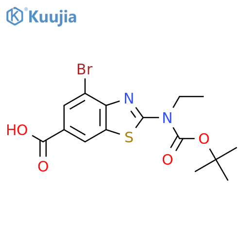 4-bromo-2-{(tert-butoxy)carbonyl(ethyl)amino}-1,3-benzothiazole-6-carboxylic acid structure