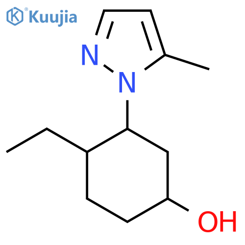 4-ethyl-3-(5-methyl-1H-pyrazol-1-yl)cyclohexan-1-ol structure