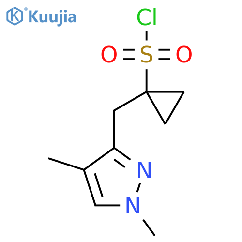 1-(1,4-dimethyl-1H-pyrazol-3-yl)methylcyclopropane-1-sulfonyl chloride structure