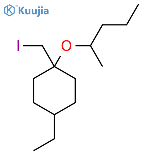 4-ethyl-1-(iodomethyl)-1-(pentan-2-yloxy)cyclohexane structure