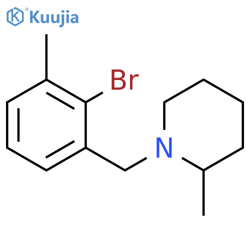 Piperidine, 1-[(2-bromo-3-methylphenyl)methyl]-2-methyl- structure