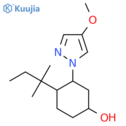 3-(4-methoxy-1H-pyrazol-1-yl)-4-(2-methylbutan-2-yl)cyclohexan-1-ol structure