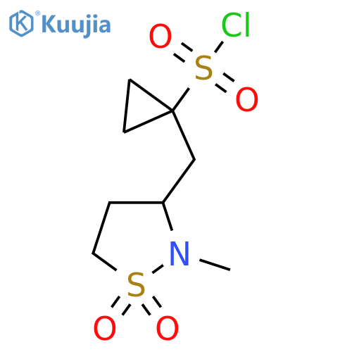 1-(2-methyl-1,1-dioxo-1lambda6,2-thiazolidin-3-yl)methylcyclopropane-1-sulfonyl chloride structure