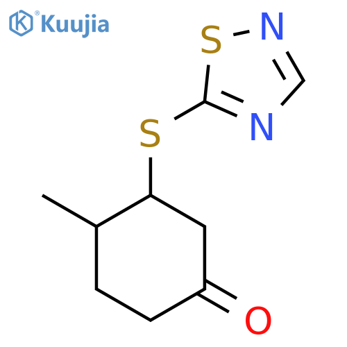 4-Methyl-3-(1,2,4-thiadiazol-5-ylsulfanyl)cyclohexan-1-one structure