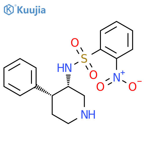 rac-2-nitro-N-[(3R,4S)-4-phenylpiperidin-3-yl]benzene-1-sulfonamide structure