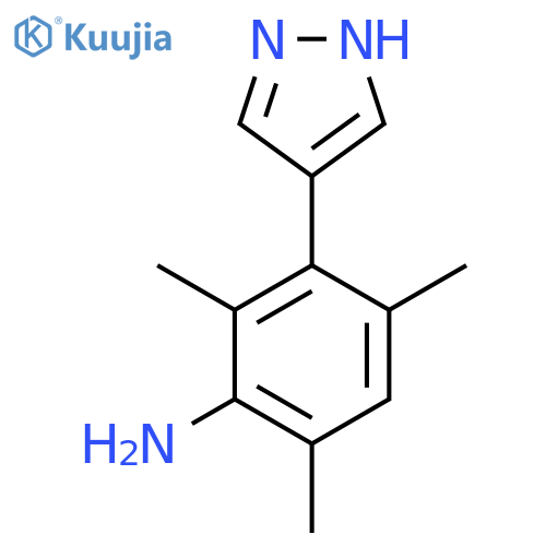 2,4,6-trimethyl-3-(1H-pyrazol-4-yl)aniline structure