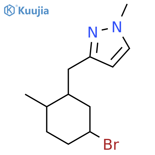 3-[(5-bromo-2-methylcyclohexyl)methyl]-1-methyl-1H-pyrazole structure