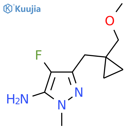 4-fluoro-3-{1-(methoxymethyl)cyclopropylmethyl}-1-methyl-1H-pyrazol-5-amine structure