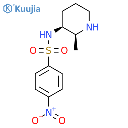 rac-N-(2R,3R)-2-methylpiperidin-3-yl-4-nitrobenzene-1-sulfonamide structure