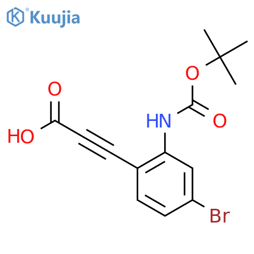 3-(4-bromo-2-{(tert-butoxy)carbonylamino}phenyl)prop-2-ynoic acid structure