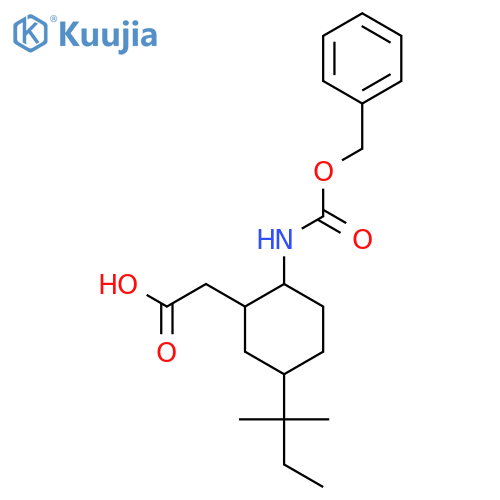 2-(2-{[(Benzyloxy)carbonyl]amino}-5-(2-methylbutan-2-yl)cyclohexyl)acetic acid structure