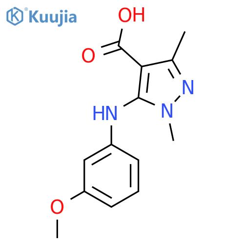 5-[(3-methoxyphenyl)amino]-1,3-dimethyl-1H-pyrazole-4-carboxylic acid structure