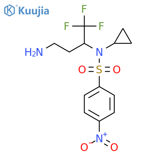 N-(4-amino-1,1,1-trifluorobutan-2-yl)-N-cyclopropyl-4-nitrobenzene-1-sulfonamide structure