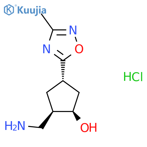 rac-(1R,2R,4S)-2-(aminomethyl)-4-(3-methyl-1,2,4-oxadiazol-5-yl)cyclopentan-1-ol hydrochloride structure
