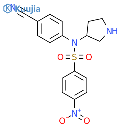N-(4-cyanophenyl)-4-nitro-N-(pyrrolidin-3-yl)benzene-1-sulfonamide structure