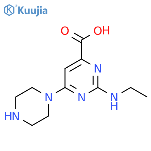 2-(ethylamino)-6-(piperazin-1-yl)pyrimidine-4-carboxylic acid structure