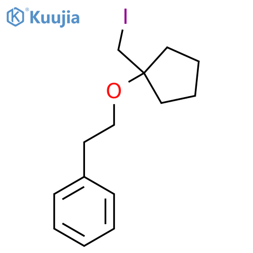 (2-{1-(iodomethyl)cyclopentyloxy}ethyl)benzene structure