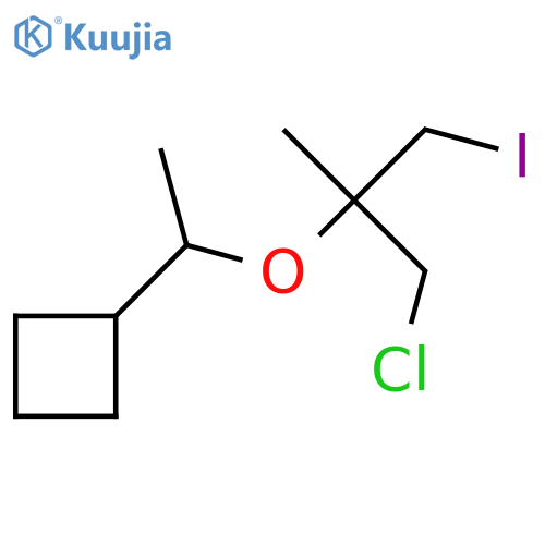 {1-(1-chloro-3-iodo-2-methylpropan-2-yl)oxyethyl}cyclobutane structure