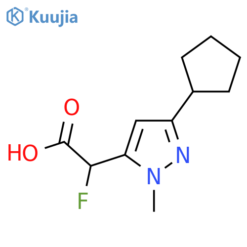2-(3-cyclopentyl-1-methyl-1H-pyrazol-5-yl)-2-fluoroacetic acid structure