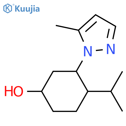 3-(5-methyl-1H-pyrazol-1-yl)-4-(propan-2-yl)cyclohexan-1-ol structure