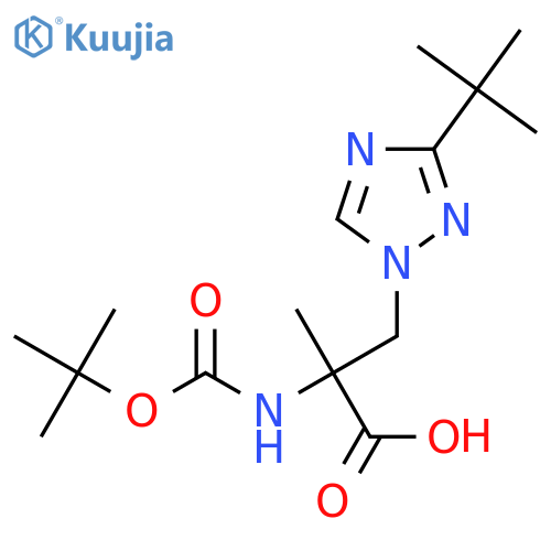 2-{(tert-butoxy)carbonylamino}-3-(3-tert-butyl-1H-1,2,4-triazol-1-yl)-2-methylpropanoic acid structure