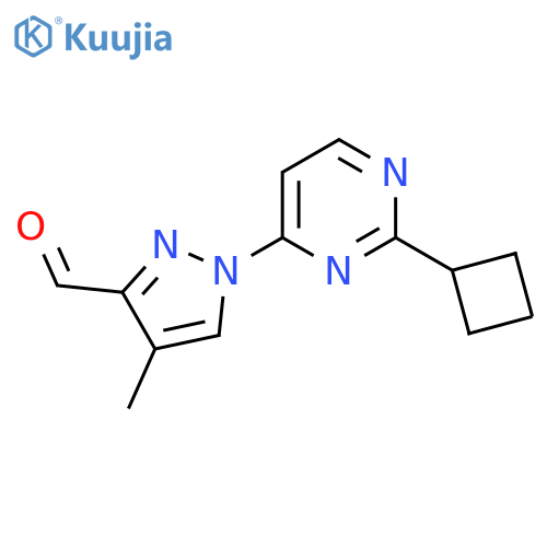 1-(2-cyclobutylpyrimidin-4-yl)-4-methyl-1H-pyrazole-3-carbaldehyde structure