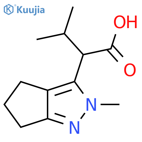 3-methyl-2-{2-methyl-2H,4H,5H,6H-cyclopentacpyrazol-3-yl}butanoic acid structure