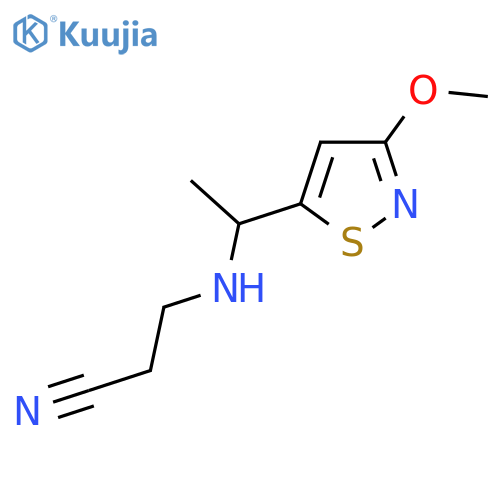 3-{1-(3-methoxy-1,2-thiazol-5-yl)ethylamino}propanenitrile structure