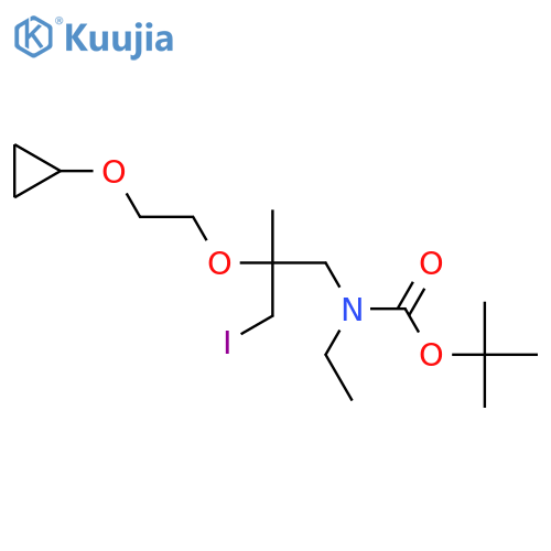 tert-butyl N-2-(2-cyclopropoxyethoxy)-3-iodo-2-methylpropyl-N-ethylcarbamate structure
