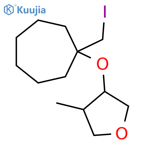 3-{1-(iodomethyl)cycloheptyloxy}-4-methyloxolane structure