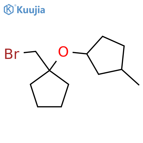 1-{1-(bromomethyl)cyclopentyloxy}-3-methylcyclopentane structure