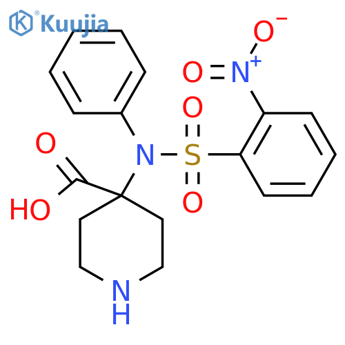 4-(N-phenyl-2-nitrobenzenesulfonamido)piperidine-4-carboxylic acid structure