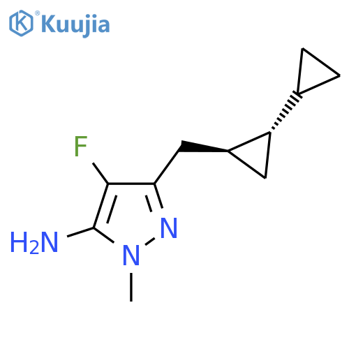 rac-3-{[(1R,2R)-2-cyclopropylcyclopropyl]methyl}-4-fluoro-1-methyl-1H-pyrazol-5-amine structure