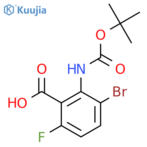 3-bromo-2-{(tert-butoxy)carbonylamino}-6-fluorobenzoic acid structure