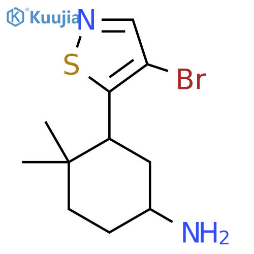 3-(4-Bromo-1,2-thiazol-5-yl)-4,4-dimethylcyclohexan-1-amine structure