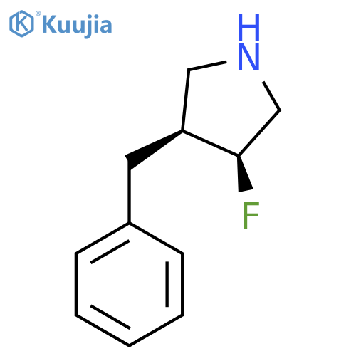 rac-(3R,4R)-3-benzyl-4-fluoropyrrolidine structure