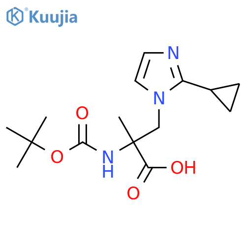 2-{(tert-butoxy)carbonylamino}-3-(2-cyclopropyl-1H-imidazol-1-yl)-2-methylpropanoic acid structure