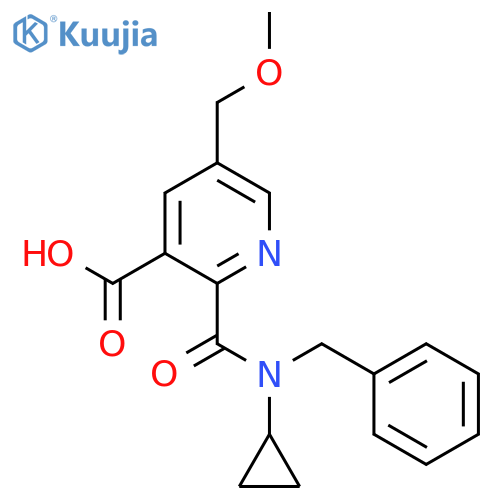 2-benzyl(cyclopropyl)carbamoyl-5-(methoxymethyl)pyridine-3-carboxylic acid structure