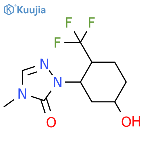 1-[5-hydroxy-2-(trifluoromethyl)cyclohexyl]-4-methyl-4,5-dihydro-1H-1,2,4-triazol-5-one structure