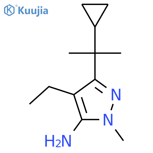 3-(2-cyclopropylpropan-2-yl)-4-ethyl-1-methyl-1H-pyrazol-5-amine structure