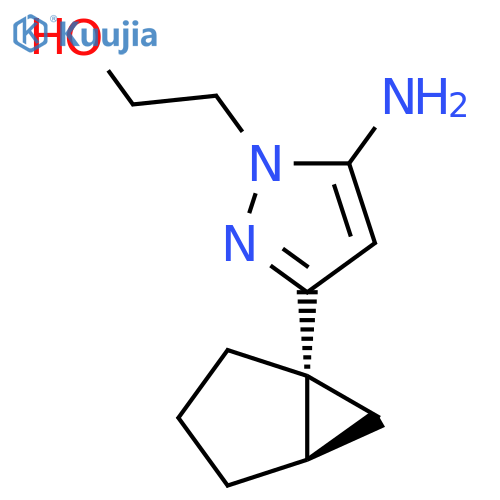rac-2-{5-amino-3-[(1R,5R)-bicyclo[3.1.0]hexan-1-yl]-1H-pyrazol-1-yl}ethan-1-ol structure