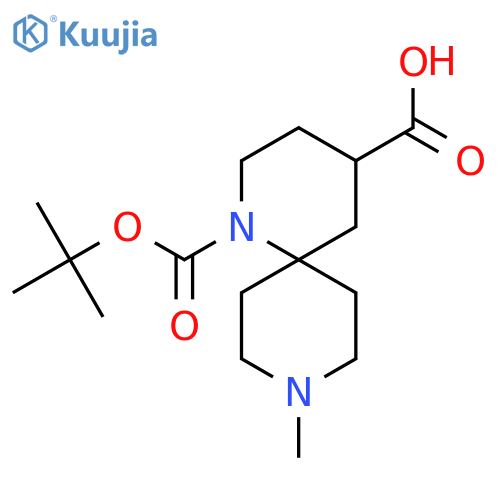 1-[(Tert-butoxy)carbonyl]-9-methyl-1,9-diazaspiro[5.5]undecane-4-carboxylic acid structure
