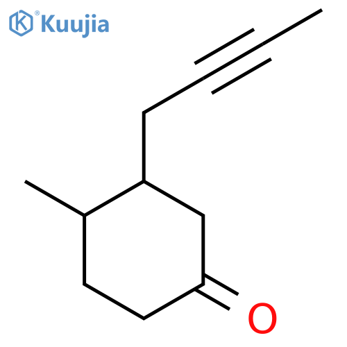 3-(But-2-yn-1-yl)-4-methylcyclohexan-1-one structure