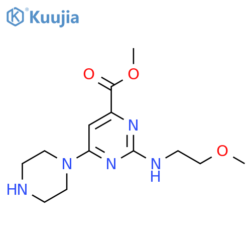 Methyl 2-[(2-methoxyethyl)amino]-6-(piperazin-1-yl)pyrimidine-4-carboxylate structure