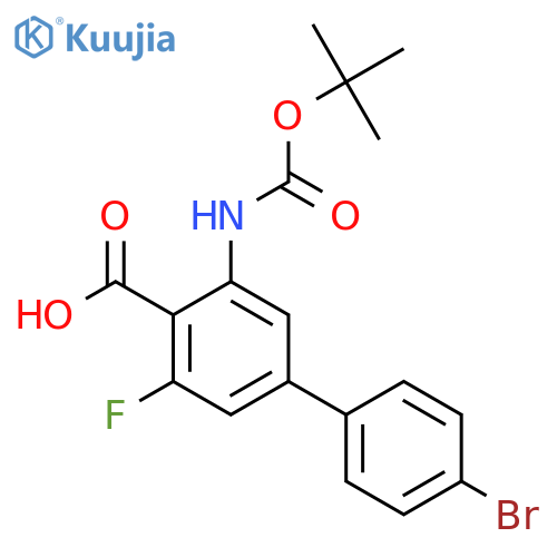 4-(4-bromophenyl)-2-{(tert-butoxy)carbonylamino}-6-fluorobenzoic acid structure