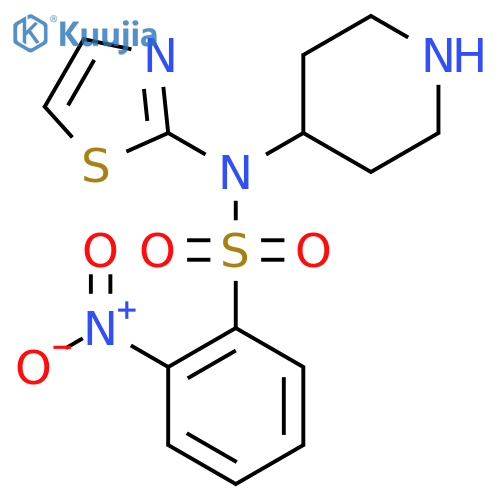 2-nitro-N-(piperidin-4-yl)-N-(1,3-thiazol-2-yl)benzene-1-sulfonamide structure